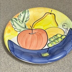 Abella White Ceramic Plate with Yellow Rim